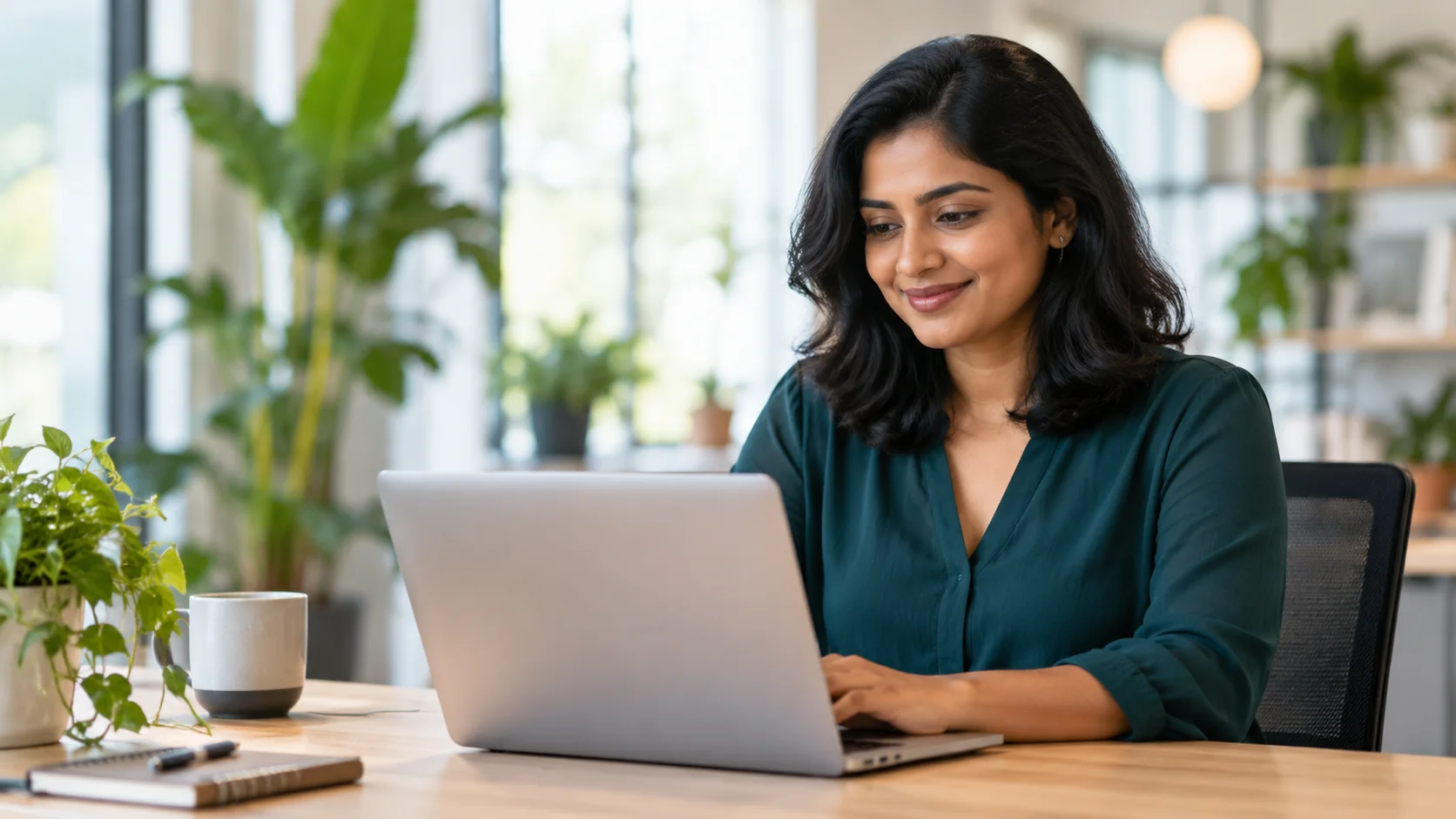 Illustrative digital strategist working at a laptop